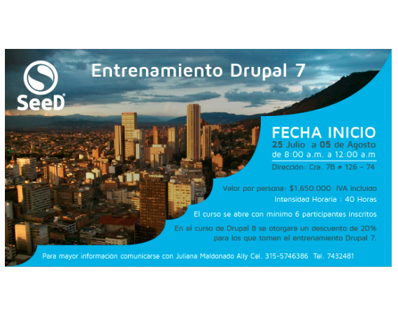 SeeD presenta su oferta de entrenamiento en Drupal 7 para Julio de 2016