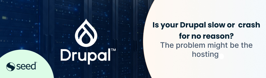 Specialized Drupal hosting banner with site performance and stability message